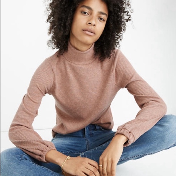 Madewell Sweaters - Madewell Heathered Bubble-Sleeve Swing Turtleneck, size Large